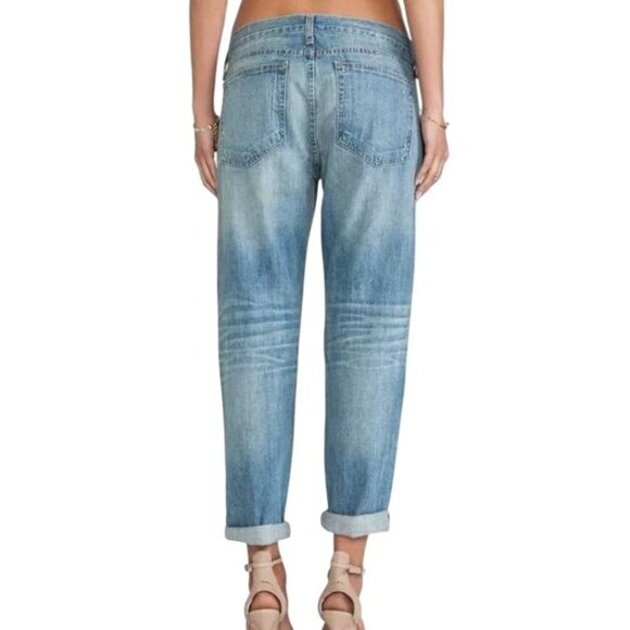 Rag & Bone Women's Boyfriend Jean Moss W/Holes Size 28 Medium Wash Cotton Denim - Picture 2 of 16